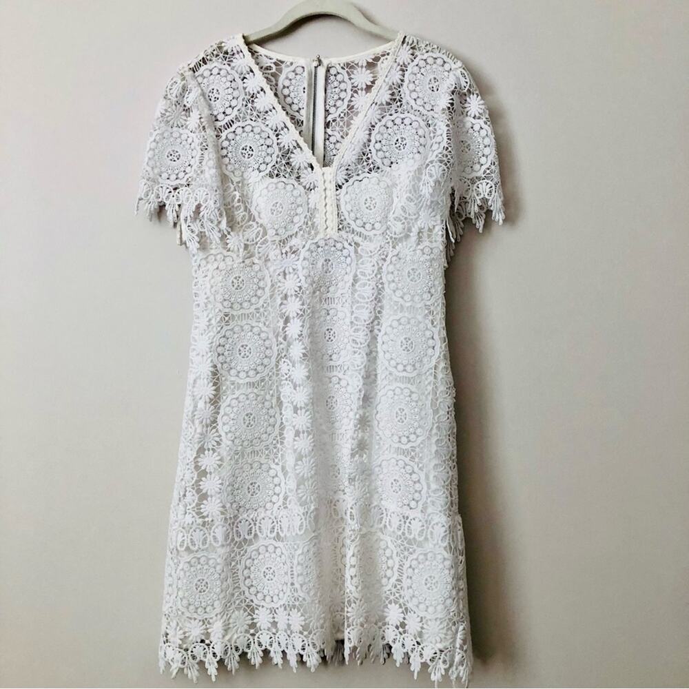 Nanette Lepore White Crochet Lace Mini Sheath Party Dress Women’s Size 6 NWT